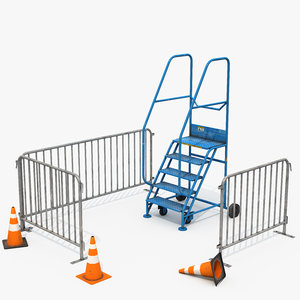 3D maintenance wheeled ladder barriers