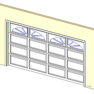 Garage Door_ 2 Car_ Raynor Ranch w Sunburst Ranch Glass Panels