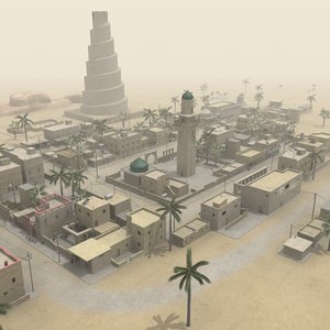 middle eastern town houses 3d model