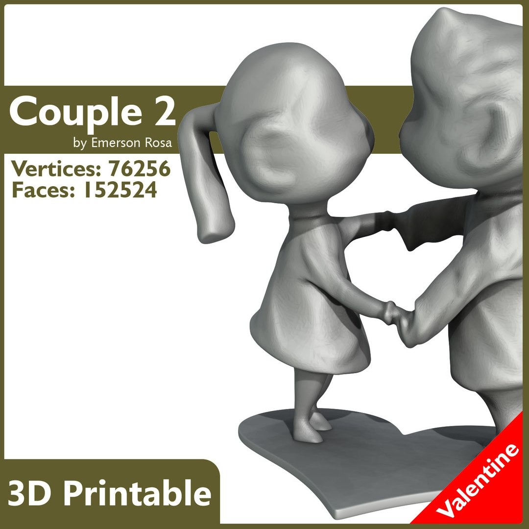 3d model couple valentine print