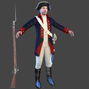 american revolution soldier 3D model