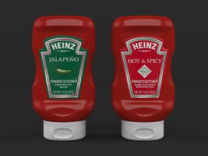 3D realistic ketchup bottles heinz model