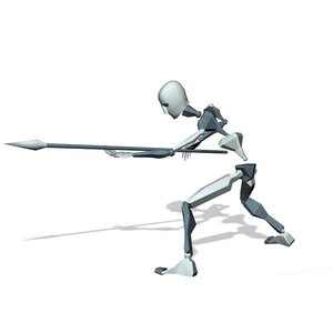 Soldier spear jump leap stab attack