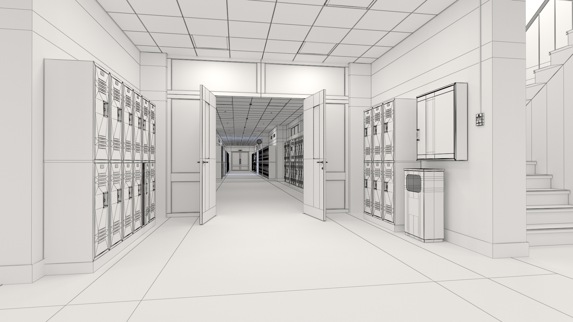 学校走廊3d模型