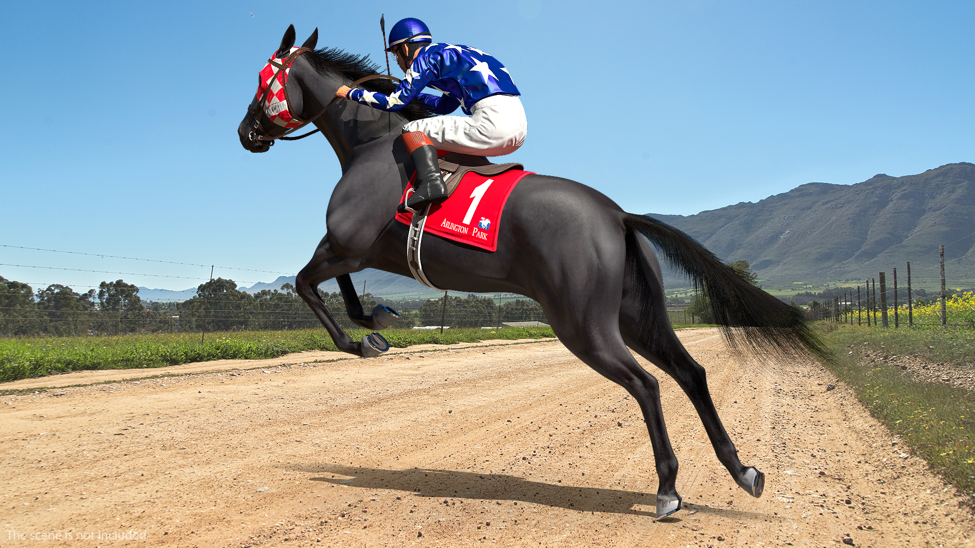 jumping black racing horse 3d
