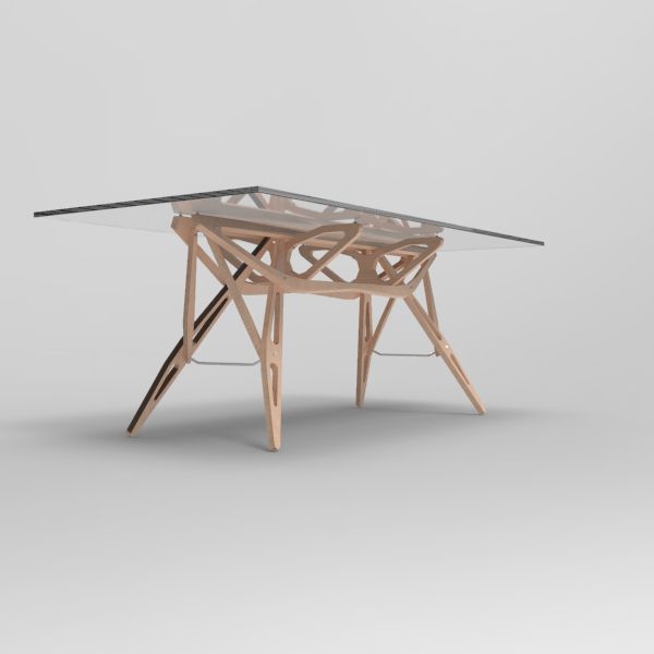 3d Oak Glass Table Mollino Model Turbosquid 1459516