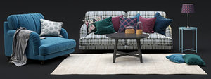 ikea stocksund set sofa chair 3D model