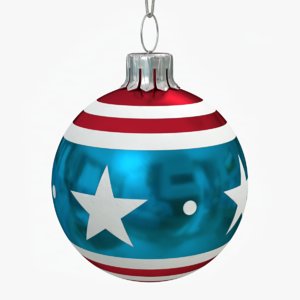 american christmas ball flag 3D model
