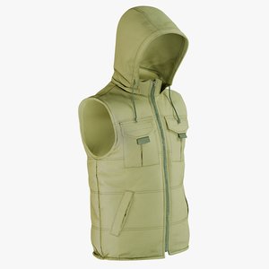 realistic vest green hood 3D model