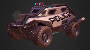 sci-fi armored police car 3D model
