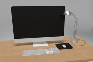 3D office desk set modeled model