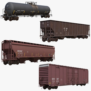 railcars box car rail 3D model