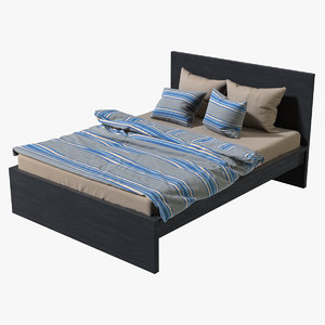 3D realistic ikea malm double bed