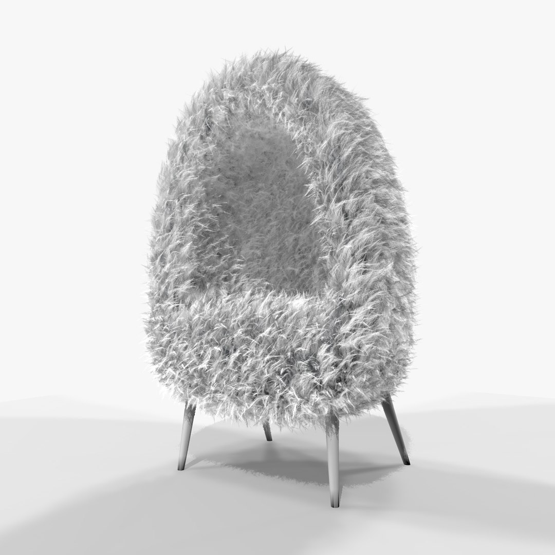 White fur cave egg chair 3D model TurboSquid 1461725