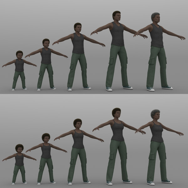 rigged characters man woman 3D model