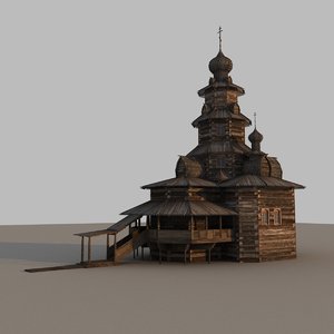 3D model russian wooden church