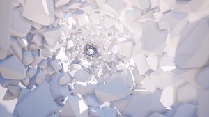 Abstract geometric shapes tunnel 3d seamless footage. Hypnotic flight through endless vr corridor realistic animation. White blocks zoom in movement. Psychedelic motion video. Virtual reality