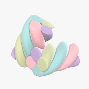 3D marshmallow candy twisted model