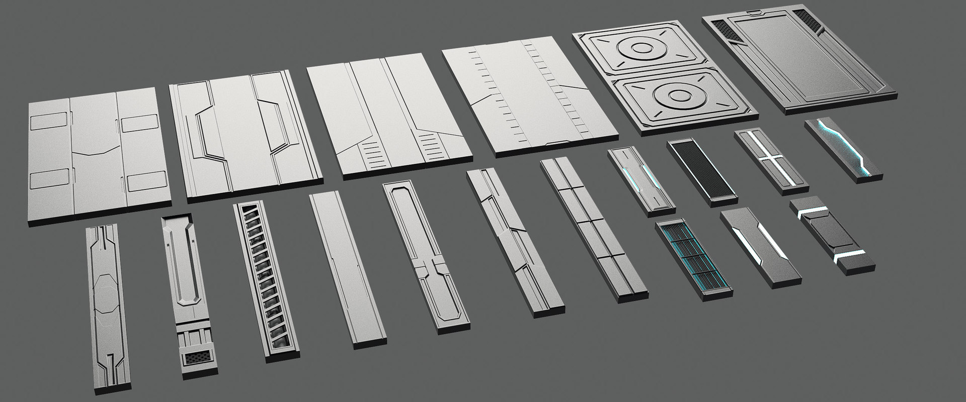 3D 20 scifi panels TurboSquid 1462759