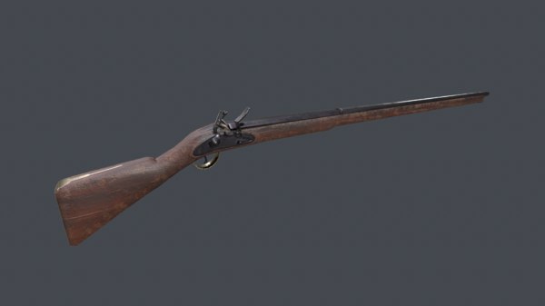 フリントマスケット銃3dモデル Turbosquid