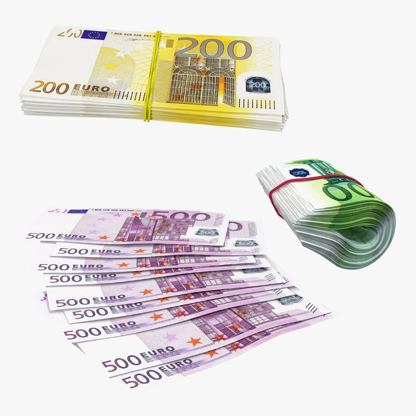 3d 100 euro bill stack model