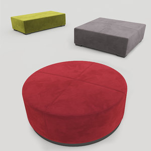 meridiani pouf benches brons 3D model