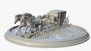 running horses carriage 3D model
