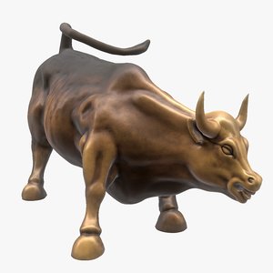 3D charging bull statue model