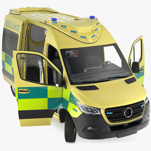 emergency ambulance rigged 3D model