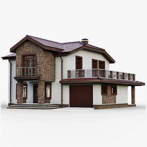 3D model gameready cottage 10 house