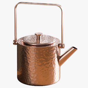 3D realistic copper teapot model