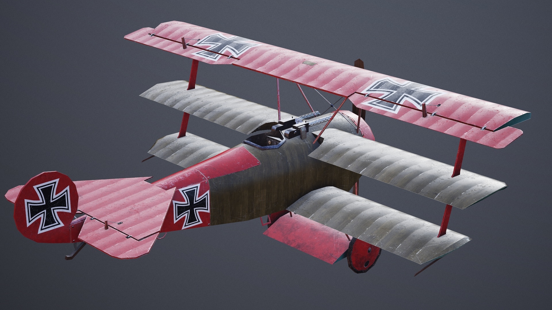 福克dr1三翼飞机ww13d模型