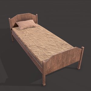medieval single bed 3D model