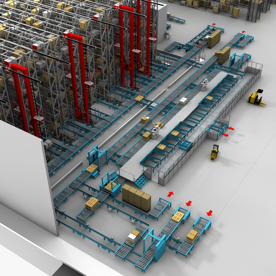 3D model warehouse conveyors cranes - TurboSquid 1465247