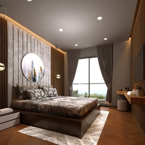 3D model realistic bedroom interior