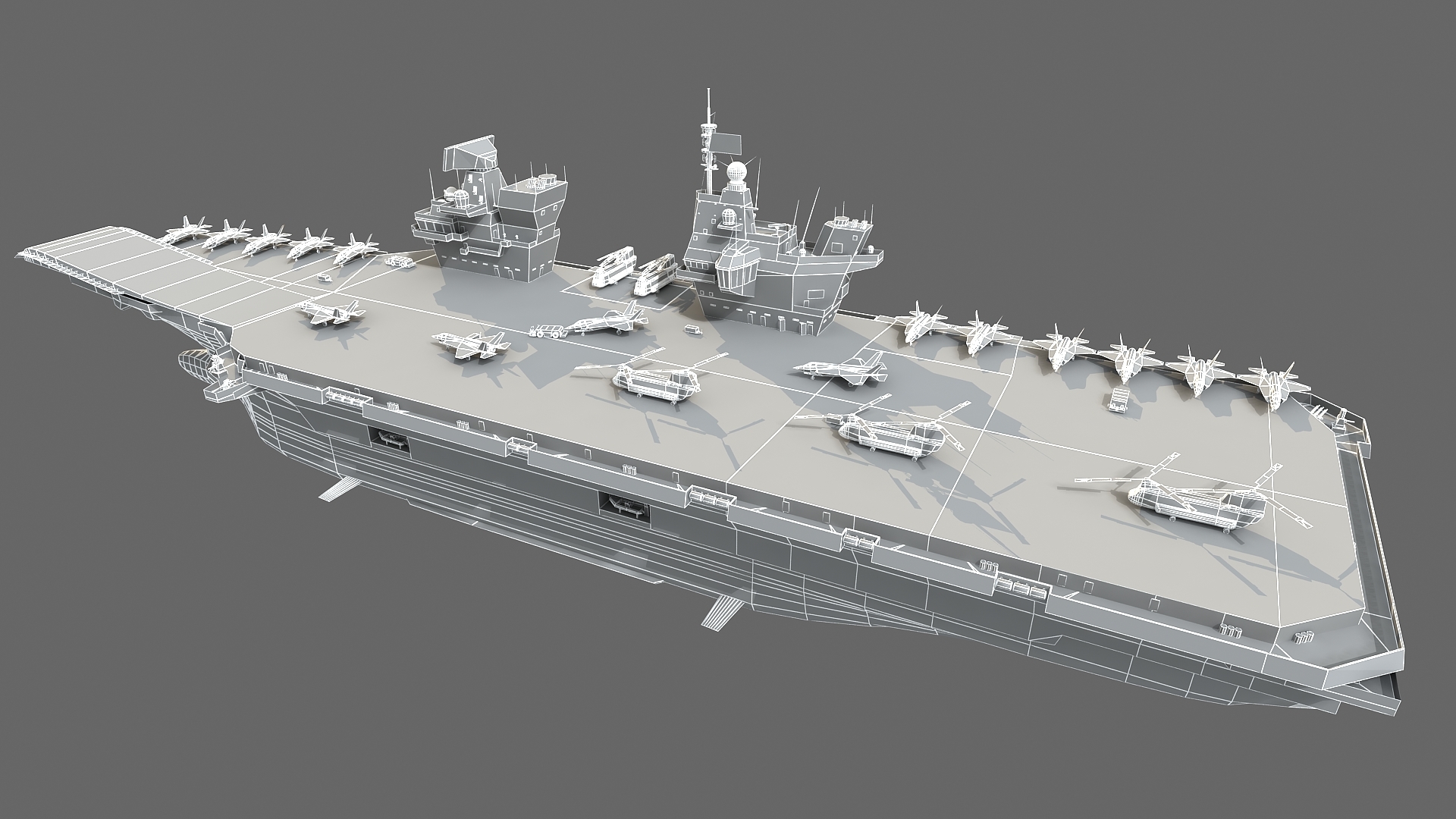 hms航空母舰女王伊丽莎白和威尔士亲王3d模型