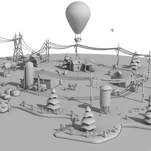cartoon clay farm city 3D model