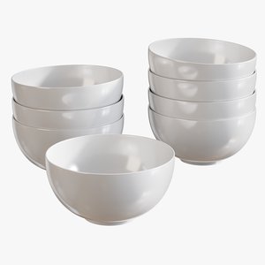 realistic white bowls 3D model
