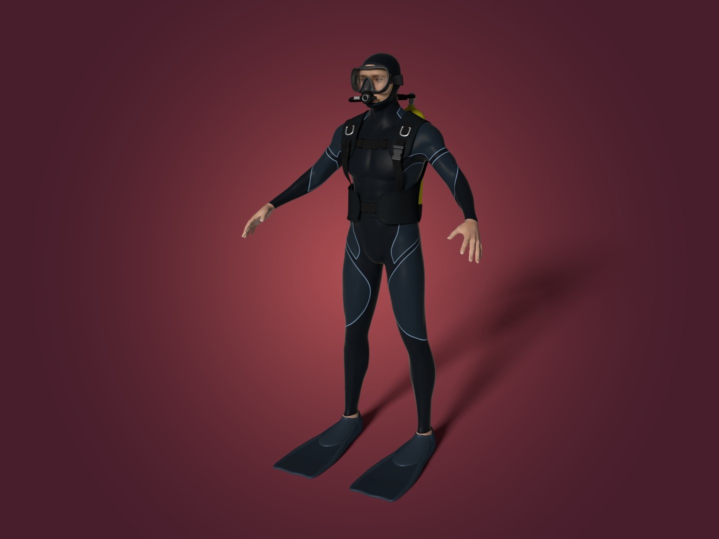 3D scuba diver model TurboSquid 1241571