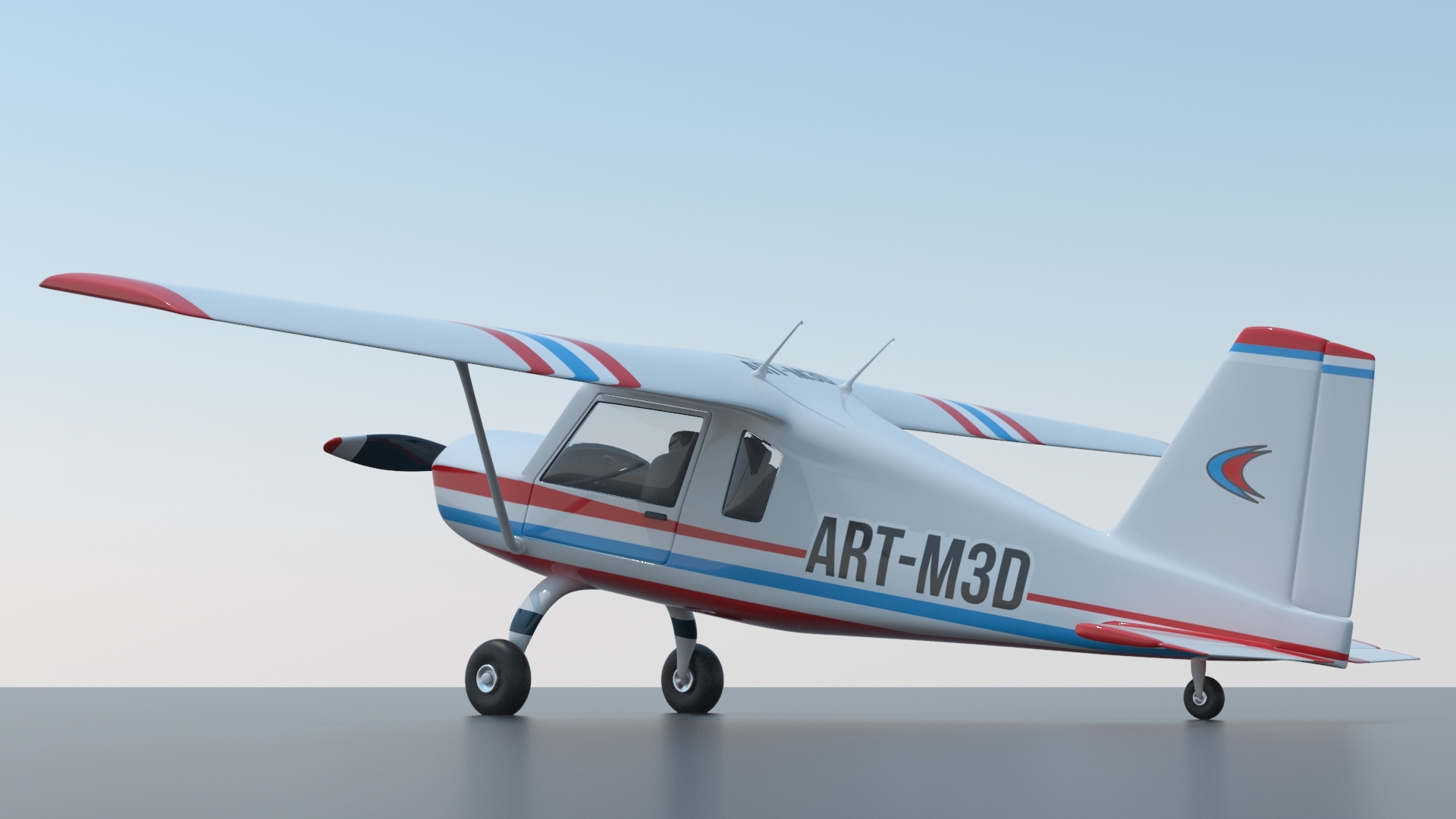 卡通轻型通用飞机3d模型