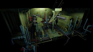 3D ship engine room structure