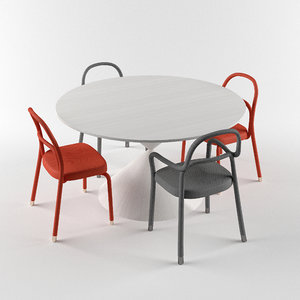 midj clessidra table chair 3D model