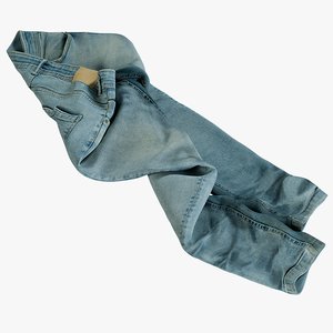 realistic jeans blue v9 3D model