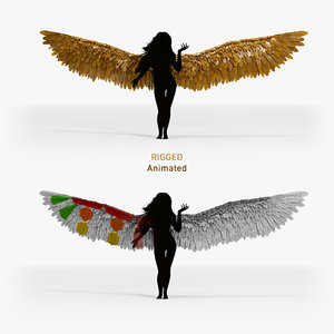 3D rigged - animation angel wings model