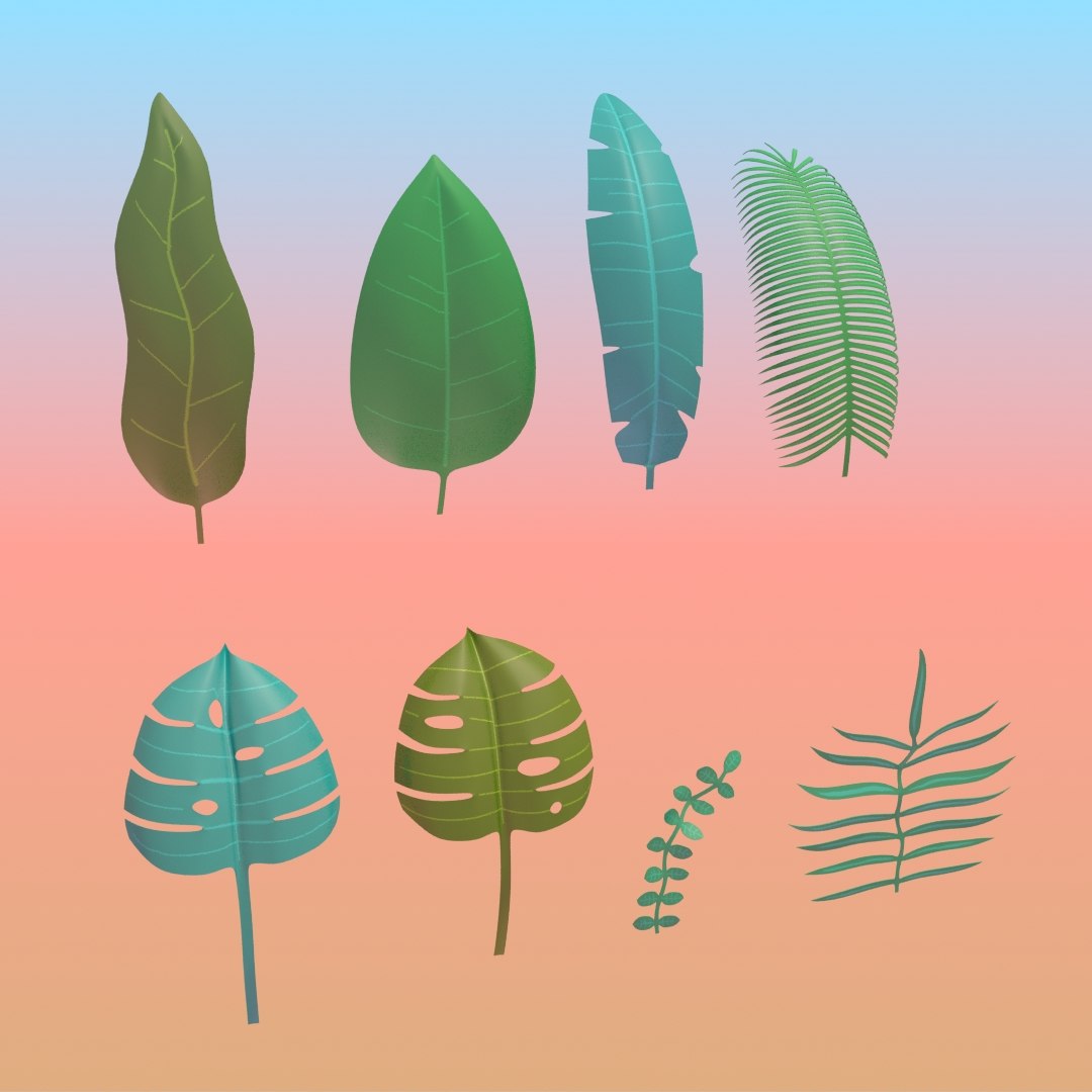 Stylized tropical leaves plants 3D TurboSquid 1467641