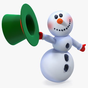 3D model greeting cartoon snowman snow