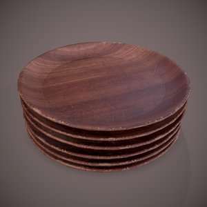3D medieval tavern wooden plate model
