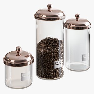3D realistic bodum storage jars
