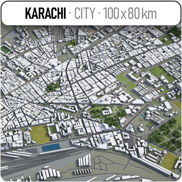3d Map Of Karachi Karachi Surrounding Area - Model - Turbosquid 1468569