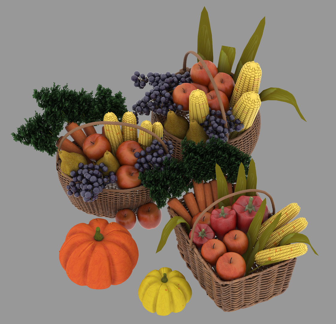 Fruit vegetable baskets 3D model TurboSquid 1468370